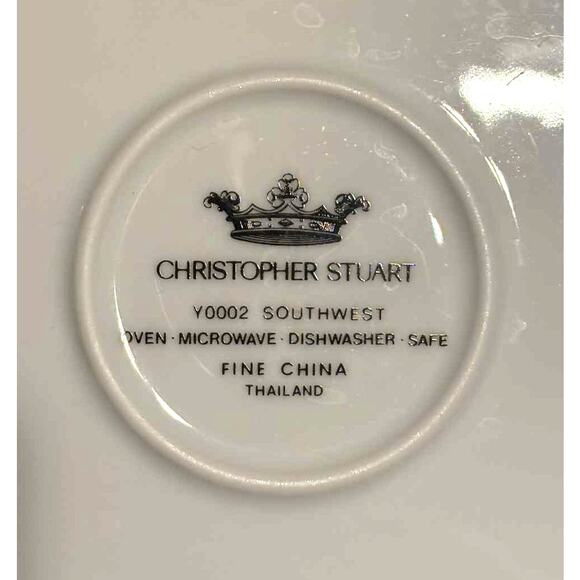 Christopher Stuart Y0002 Southwest Fine China Hexagonal White Blue Pink Platter - Picture 4 of 4